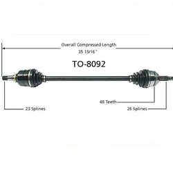 100% New Front P/S CV Axle Fits Corolla Matrix Vibe Front Wheel Dr Automatic