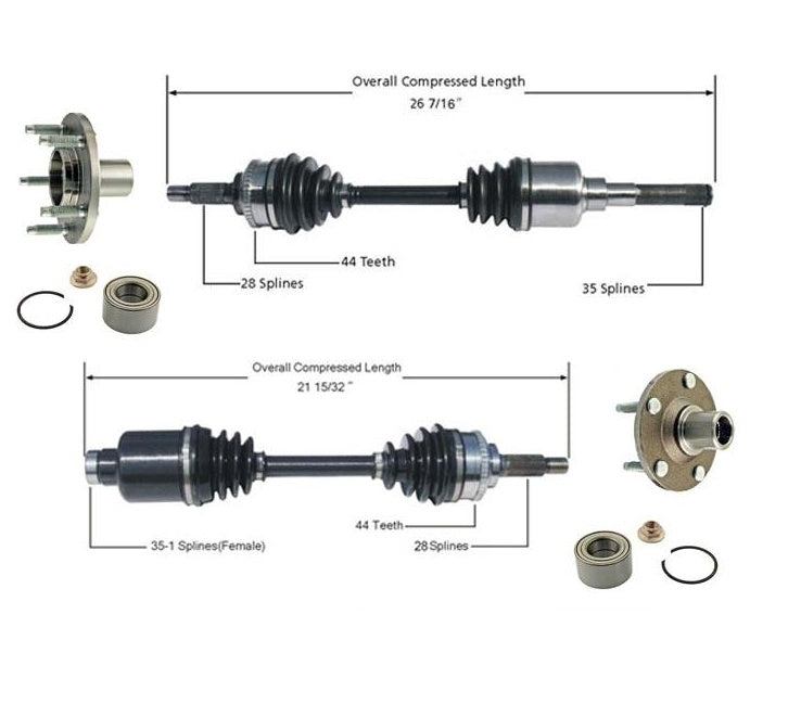 Front CV Axle Shafts Hub & Bearings For 01-08 Escape 3.0L Automatic ( No Hybrid)