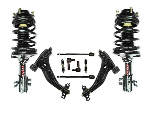 97-02 Escort Complete Frt Coil Spring Struts Control Arms Tie Rod Links 10pc Kit