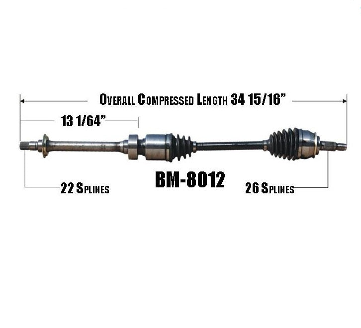 02-04 Mini Manual Trans P/S BM-8012 New CV Axle Shaft