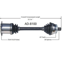 A4 Quattro A/T 2002-2008 Front Right Passenger Side Cv Shaft Axle