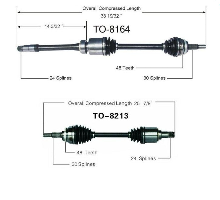 Front Complete CV Drive Axle Shafts For 07-12 Lexus ES350 Torque Tested