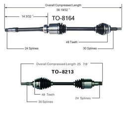 Ejes de eje de transmisión CV completos delanteros 100% nuevos para 07-12 Lexus ES350 Torque probado