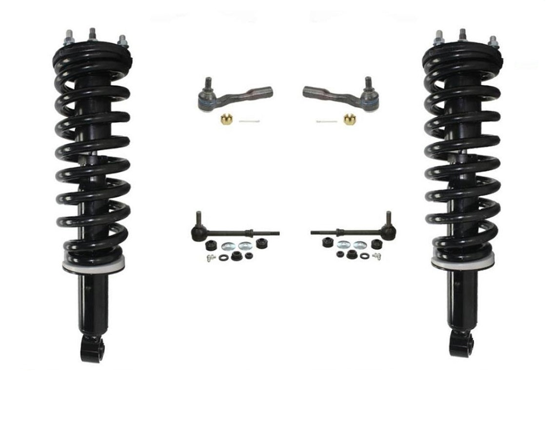 03-07 Sequoia Frt Coil Spring Strut and Mount Outer Tie Rods Sway Bar Kinks 6Pc