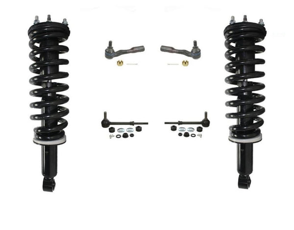 03-07 Sequoia Frt Coil Spring Strut and Mount Outer Tie Rods Sway Bar Kinks 6Pc
