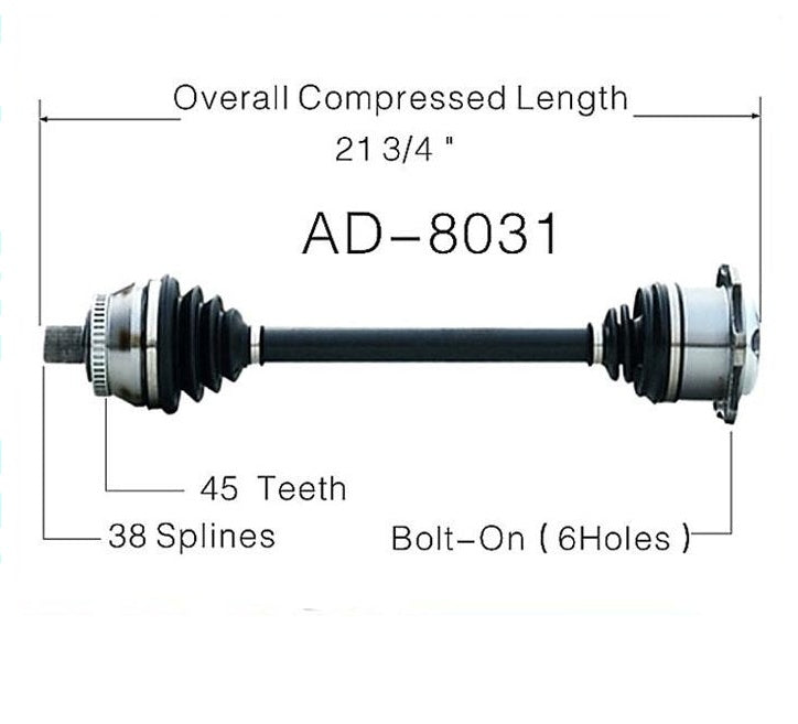 Nuevo eje de transmisión CV para Audi A6 / A6 QUATTRO 1998-04 lado del conductor delantero A/T