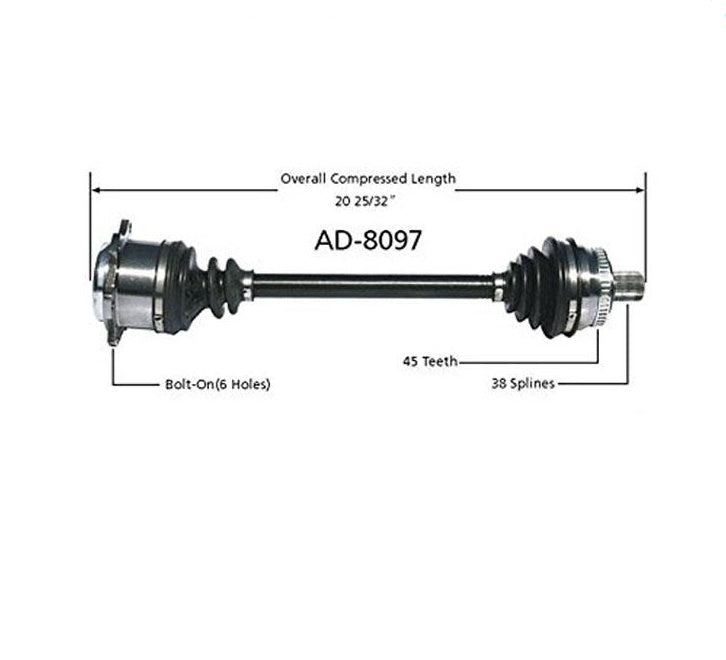 Nuevo eje de transmisión CV para 96-01 A4 Quattro 2.8L con transmisión automática delantera D/S
