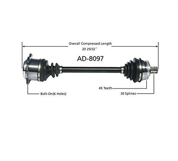 Nuevo eje de transmisión CV para 96-01 A4 Quattro 2.8L con transmisión automática delantera D/S