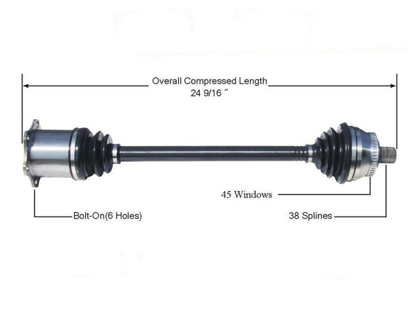 Nuevo eje de transmisión CV para Audi Allroad 2001-05 lado del pasajero delantero