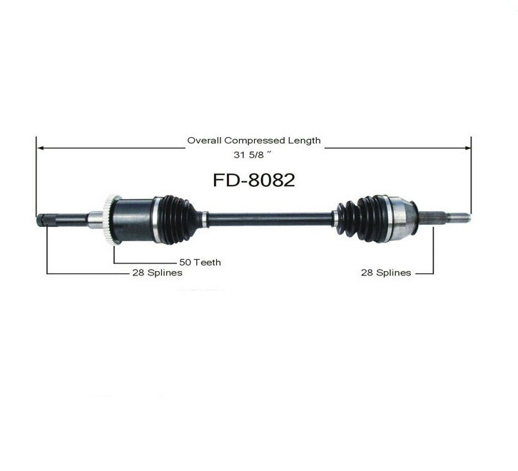 (1) 100% New New CV Drive Axle Shaft Fits Thunderbird Cougar 1989-98 Rear 8082