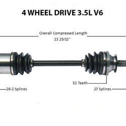 Front Right CV Drive Axle Shaft Fits Hyundai Santa Fe 4 Wheel Drive 3.5L 2003-06