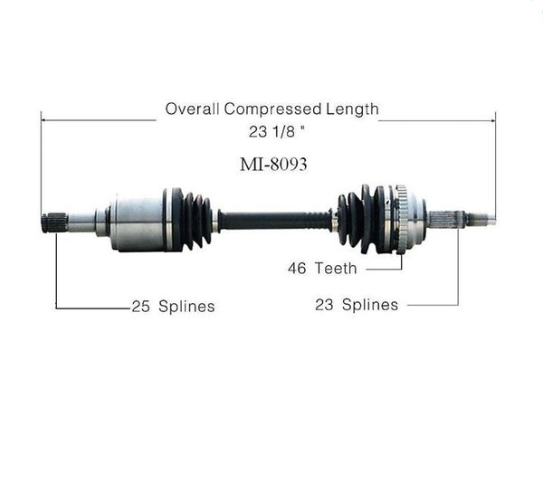 Nuevo eje para Dodge Plymouth Neon 98-99 Transmisión automática del lado del conductor delantero