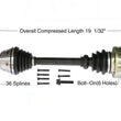Brand New Front Driver Side CV Axle D/S TT Quattro 1.8 02-06 With 18 Inch Rims