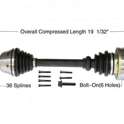 Brand New Front Driver Side CV Axle D/S TT Quattro 1.8 02-06 With 18 Inch Rims