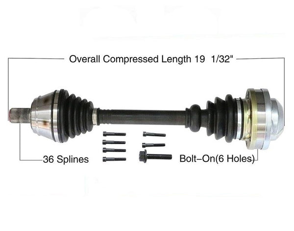 Brand New Front Driver Side CV Axle D/S TT Quattro 1.8 02-06 With 18 Inch Rims