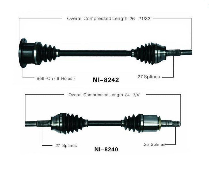 Front Driver Side And Passenger Side Axles for Infiniti Fx45 2003-2008