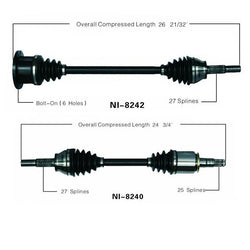 Ejes delanteros del lado del conductor y del lado del pasajero para Infiniti Fx45 2003-2008
