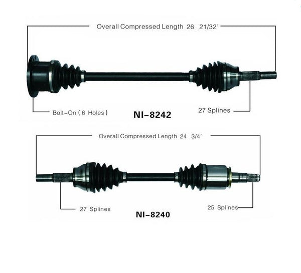 Ejes delanteros del lado del conductor y del lado del pasajero para Infiniti Fx45 2003-2008