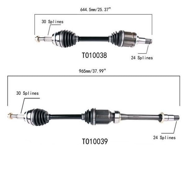 (2) Ejes de transmisión CV completos 100% nuevos para Toyota Camry 3.0L 3.3L 02-06