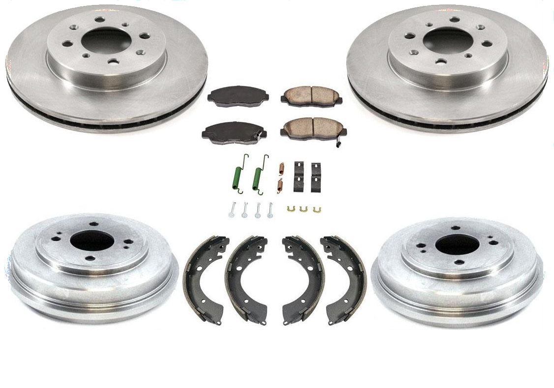 Fits For 01-2005 1.7L Civic Rotors Ceramic Pads Drum Brake Shoes Spring Kit 7Pc