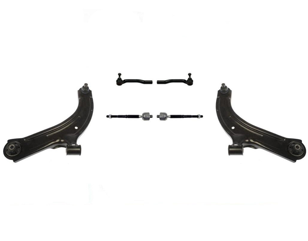 6 Pcs Kit Front Lower Control Arms & Inner & Outer Rods For Nissan Versa 07-11