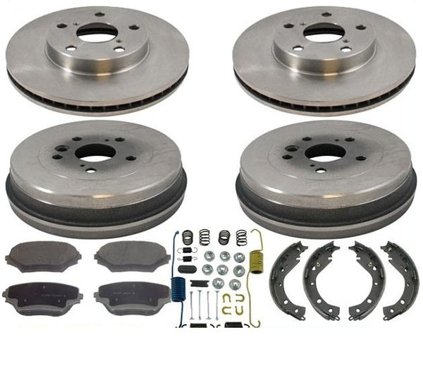 Front Rotors Pads Rear Drums Brake Shoes 7pc Kit for Toyota Rav4 01-02