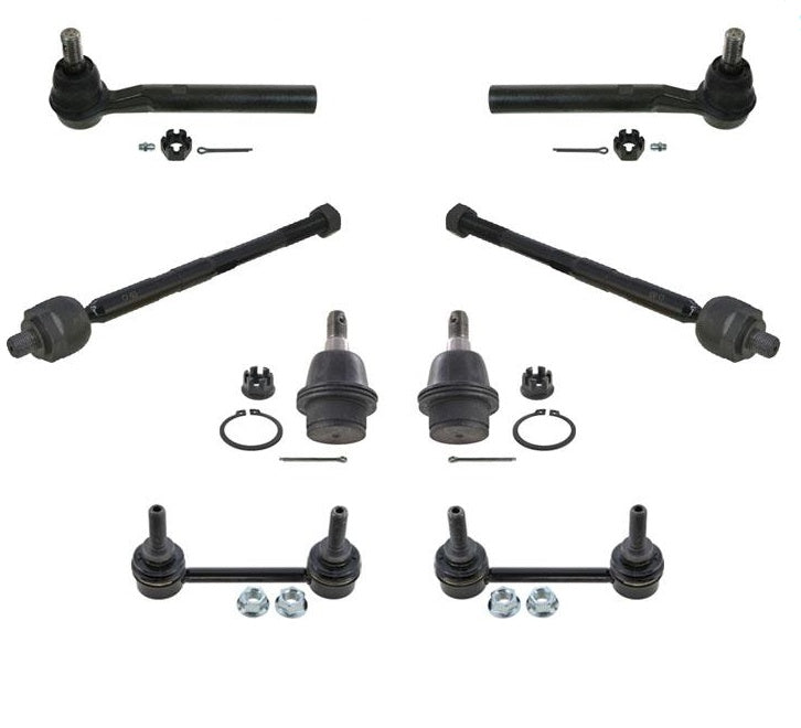 07-10 Hummer H3 8Pc Chassis Kit Low Ball Joints Tie Rod Sway Bar Links 16MM