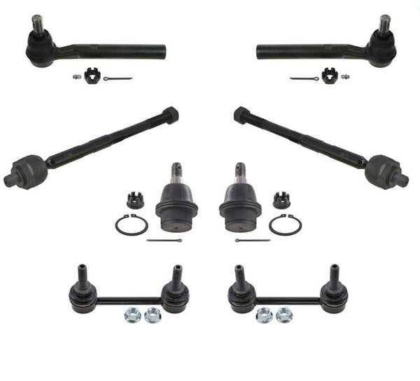 07-10 Hummer H3 8Pc Chassis Kit Low Ball Joints Tie Rod Sway Bar Links 16MM