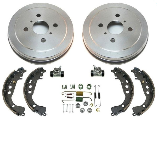 For 01-03 Prius (2) Rear Brake Drum Drums & Shoes Wheel Cylinders Springs