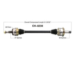 D/S Rear Axle Fits 300 Magnum 6.1L SRT8 30 Spline In 27 Spline Out Magnetic Ring