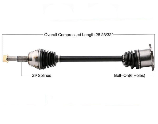 CV DRIVE AXLE SHAFT ASSEMBLY REAR DRIVER SIDE FOR 2003-2008 INFINITI FX35