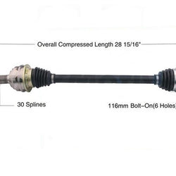 CV DRIVE AXLE SHAFT ASSEMBLY REAR LEFT OR RIGHT SIDE FOR 04-07 VW TOUAREG W/ LSD