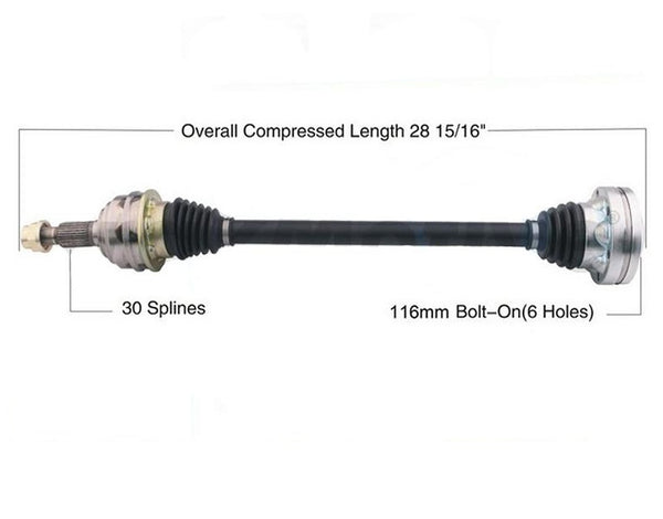 CV DRIVE AXLE SHAFT ASSEMBLY REAR LEFT OR RIGHT SIDE FOR 04-07 VW TOUAREG W/ LSD