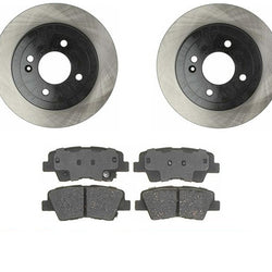 Rear Brake Disc Rotor Rotors & Ceramic Pad Pads for 12-14 Hyundai Accent Kia Rio