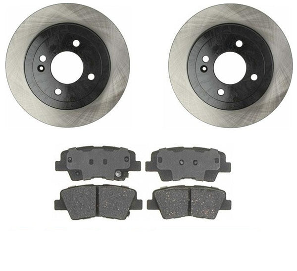 Rear Brake Disc Rotor Rotors & Ceramic Pad Pads for 12-14 Hyundai Accent Kia Rio
