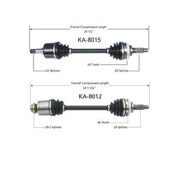 CV Axle Shaft L & R KA-8015 8012 Fits for 01-04 KIA Spectra 1.8L D/S Automatic