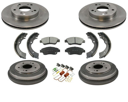 Front Rotors Rear Drums Brake Pads Shoes Spring Kit for Honda Hybrid 1.3L 06-10
