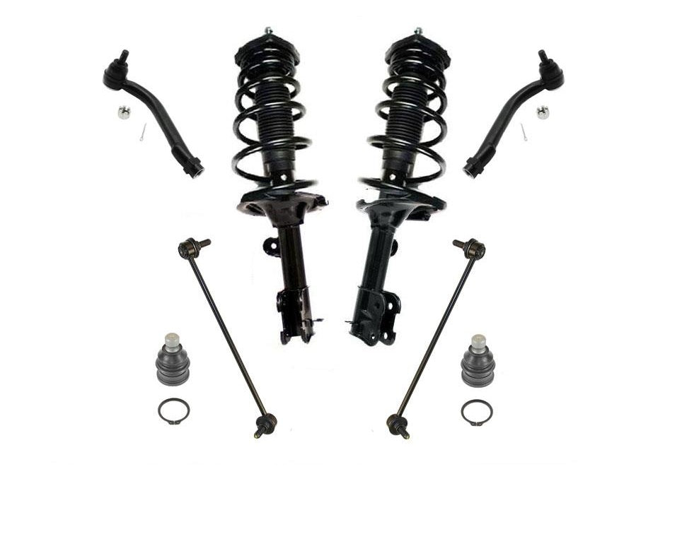 Front Struts Ball Joints Tie Rods & Links For 2007 2008 2009 Hyundai Santa Fe Automatic Trans