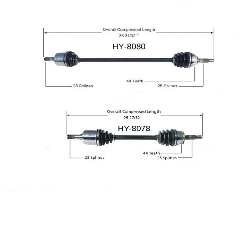 EJES CV delanteros para transmisión manual Hyundai Elantra/Tiburon 01-08 2.0L