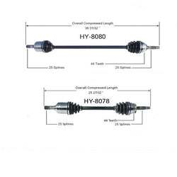 Front CV AXLES fits for 01-08 2.0L Hyundai Elantra/Tiburon Manual Transmission