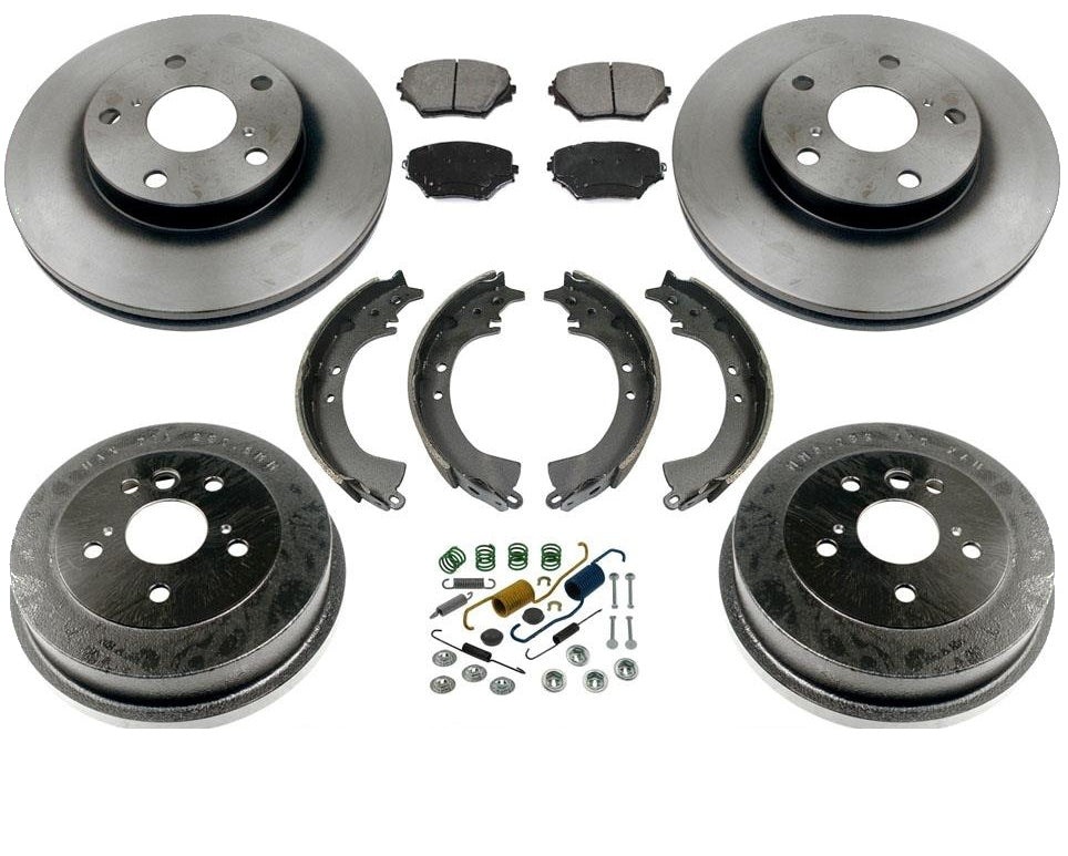 Fits 03-05 Toyota Rav4 Frt Rotors Ceramic Brake Pads Rear Brake Drums Shoes Kit