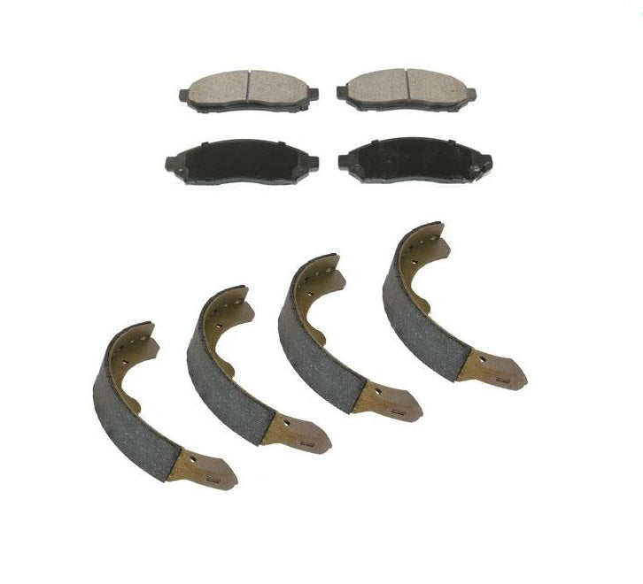 Front Ceramic Pads With Rear Organic Brake Shoes Fits 2013-2021 Nissan NV200