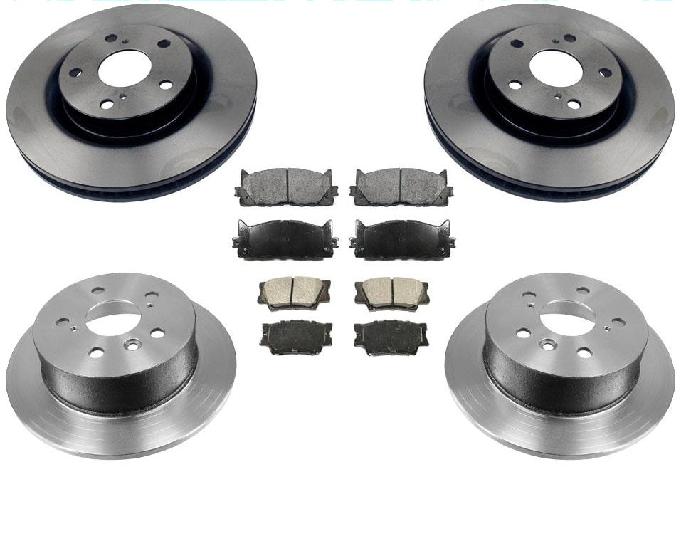 Fits 12-16 Camry 13-15 Avalon Front & Rear Brake Rotors & Ceramic Pads