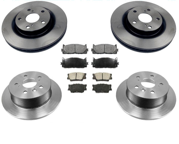 Fits 12-16 Camry 13-15 Avalon Frt & Rear Brake Rotors & CERAMIC Pads