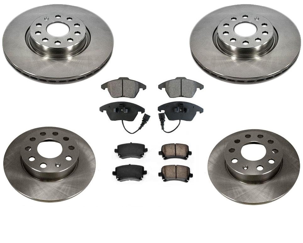 Fit For 06-09 A3 A3Q 2.0L F & R Disc Brake Rotors & Ceramic Pads No TDI No 3.2L