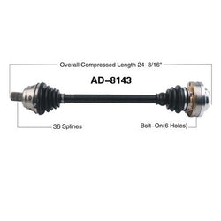 New Front CV Drive Shaft for 02-06 Audi TT Quattro 1.8L WITH 18 INCH RIMS ONLY