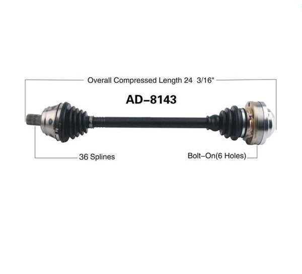 New Front CV Drive Shaft for 02-06 Audi TT Quattro 1.8L WITH 18 INCH RIMS ONLY