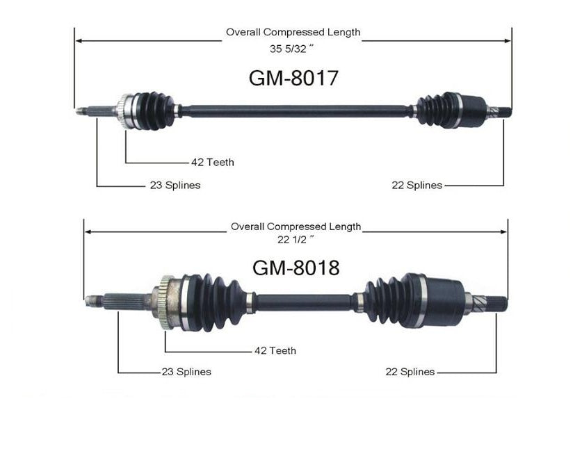 Ejes aptos para Chev Metro 98-01 Metro 95-97 y Suzuki Swift 95-01 A/T SOLO 1.3L