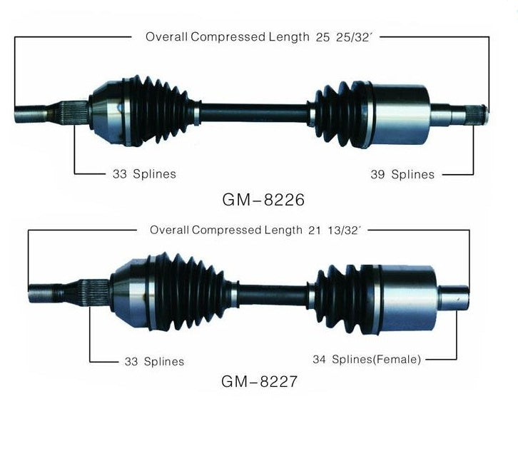 Eje CV, nuevo Ft Lft &amp; Rgt 8227 8226 para 05-08 GXP 06-09 Impala Police 5.3L 