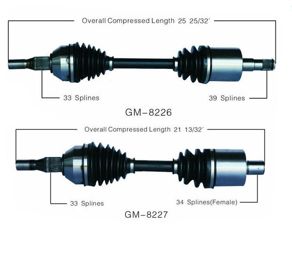 CV Axle Shaft-New Ft Lft & Rgt 8227 8226 Fits 05-08 GXP 06-09 Impala Police 5.3L